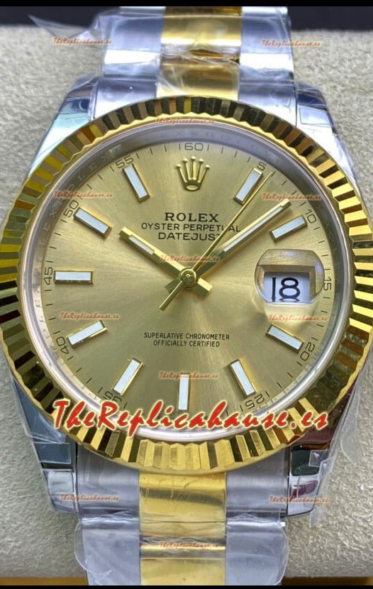 Rolex Datejust 126333 41MM Cal.3135 Reloj Réplica Suizo a Espejo 1:1 en 904L Dial Dorado