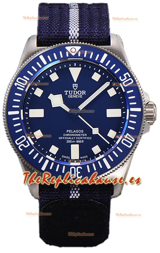 Tudor Pelagos FXD Caja Titanio Réplica Espejo 1:1 Dial Azul En Correa Azul Nato
