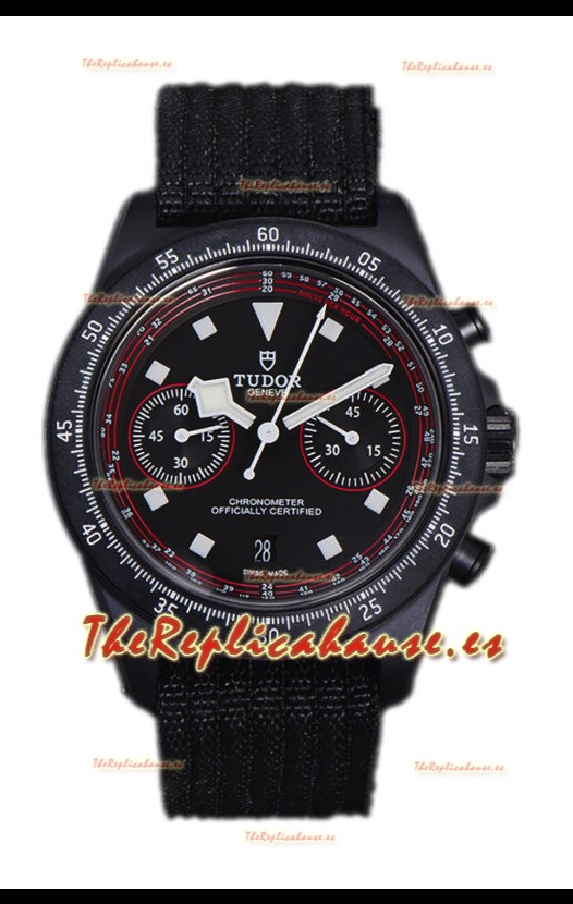 Tudor Pelagos FXD Cronógrafo Caja Carbono Réplica Espejo 1:1 Dial Negro en Correa Nato