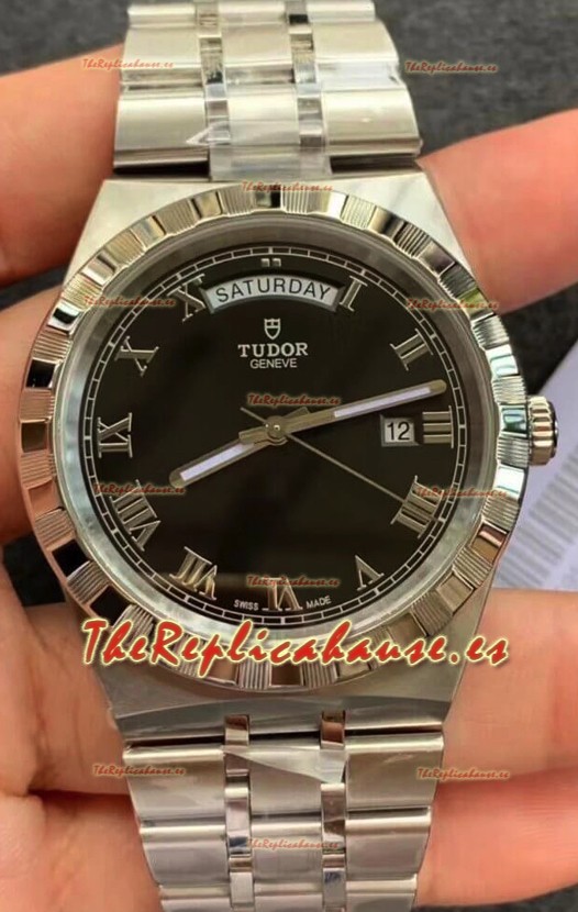 Tudor Reloj Edición Royal - Réplica Espejo 1:1 en Caja de Acero - Dial Romano Negro