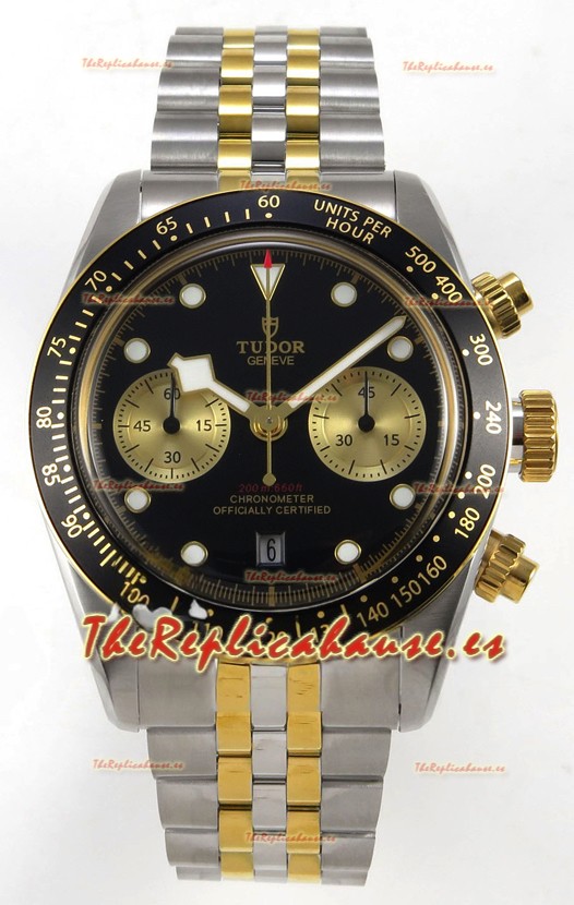 Tudor Super Clone Black Bay Cronógrafo Reloj Dos Tonos en Dial Negro
