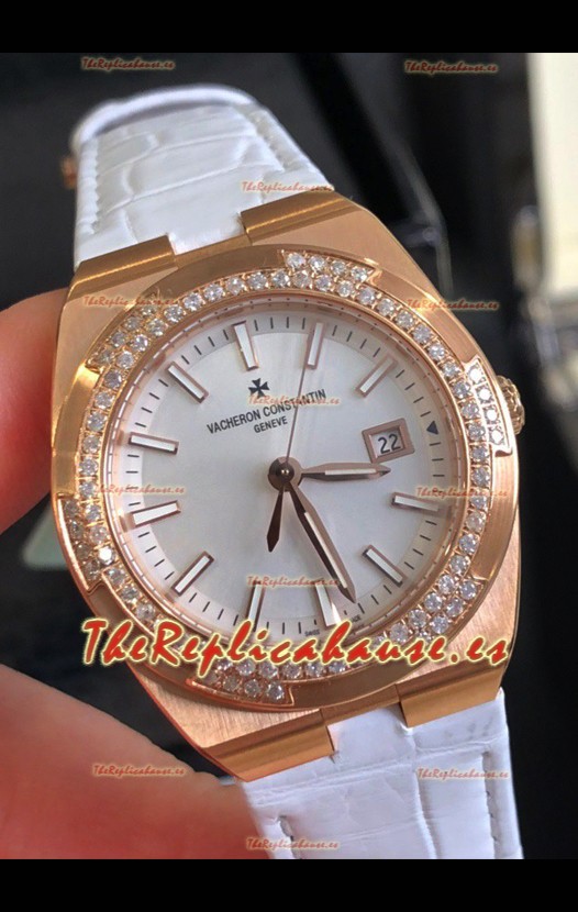 Vacheron Constantin Overseas Rose Gold 33MM Reloj Réplica Cuarzo Suizo Dial Acero 