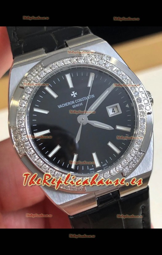 Vacheron Constantin Overseas Acero Inoxidable 33MM Reloj Réplica Cuarzo Suizo Dial Negro 