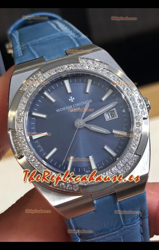 Vacheron Constantin Overseas Acero Inoxidable 33MM Reloj Réplica Cuarzo Suizo Dial Azul 