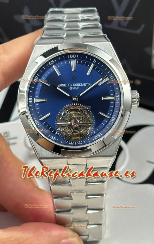 Vacheron Constantin Overseas Tourbillon Acero Inoxidable en Dial Azul Correa Oro Réplica Espejo 1:1