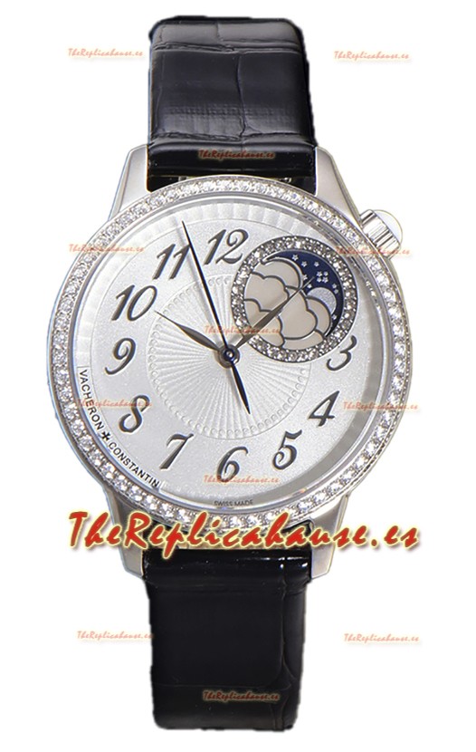 Vacheron Constantin Egerie Muse Moonphase Caja Acero 904L en Dial Blanco Reloj Réplica Suiza 