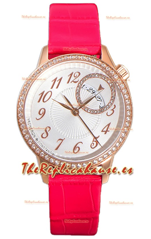 Vacheron Constantin Egerie Muse Caja Oro Rosado en Dial Blanco Réplica Suiza