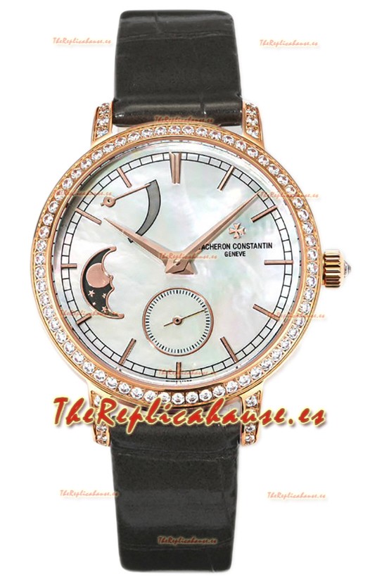 Vacheron Constantin Traditionelle Moon Phase Dial Madre Perla en Oro Rosado Réplica Suiza