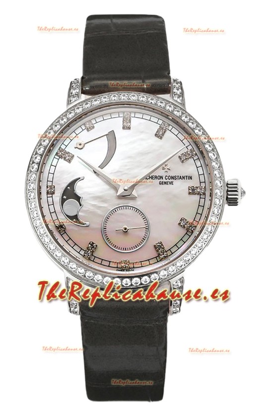 Vacheron Constantin Traditionelle Moon Phase Dial Madre Perla en Caja Acero Réplica Suiza