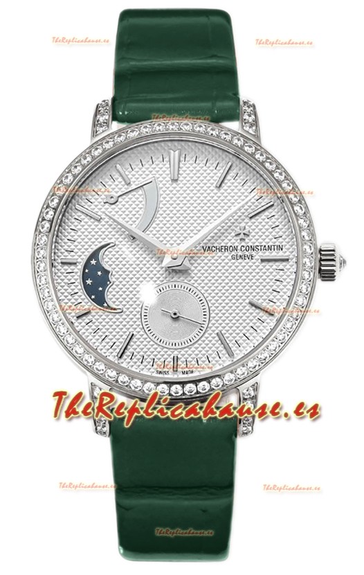 Vacheron Constantin Traditionelle Moon Phase Dial Blanco Caja Acero Réplica Suiza