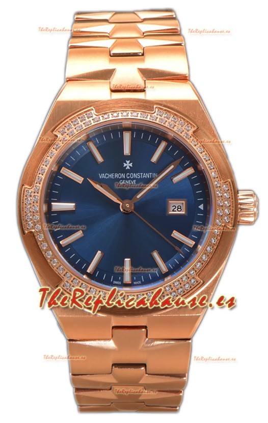 Vacheron Constantin Overseas Caja Oro Rosado Dial Azul 35MM Reloj Réplica Suiza 