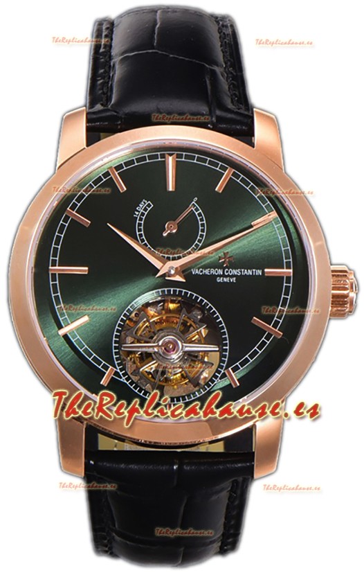 Vacheron Constantin Traditionelle 14-Day Tourbillon Dial Verde Oro Rosado Reloj Réplica Espejo 1:1 
