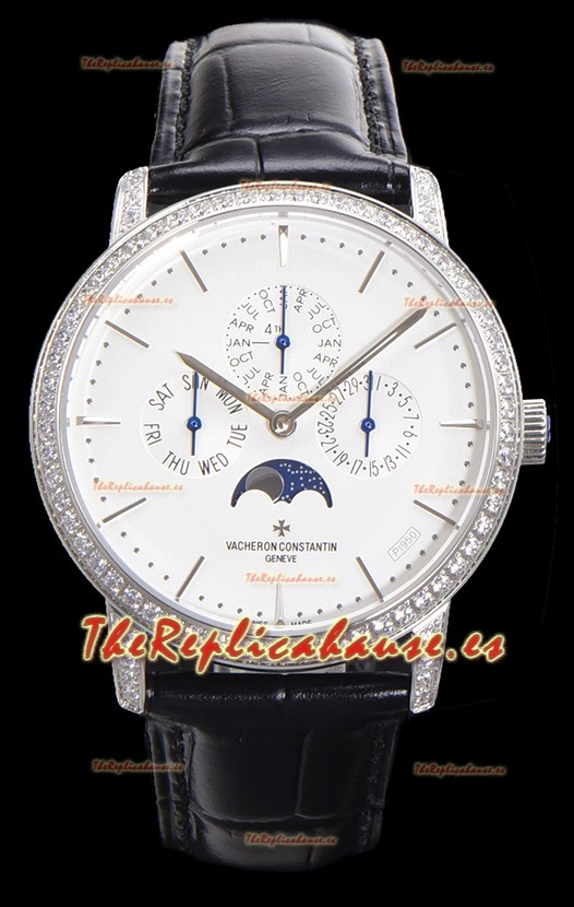 Vacheron Constantin Patrimony Perpetual Calendar Ultra-Thin Oro Blanco Dial Blanco Réplica Suiza