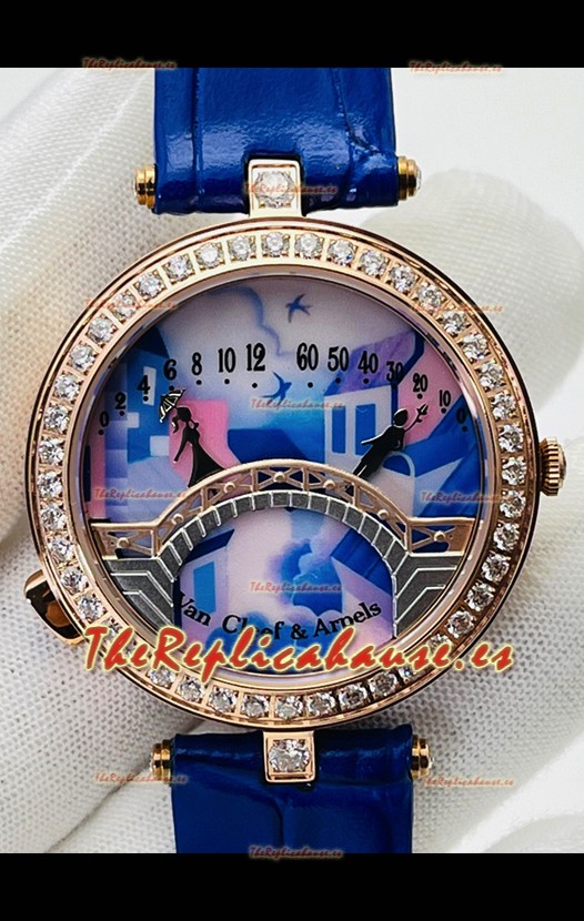 Van Cleef & Arpels Lady Arpels Pont des Amoureux en Oro Rosado Correa Azul