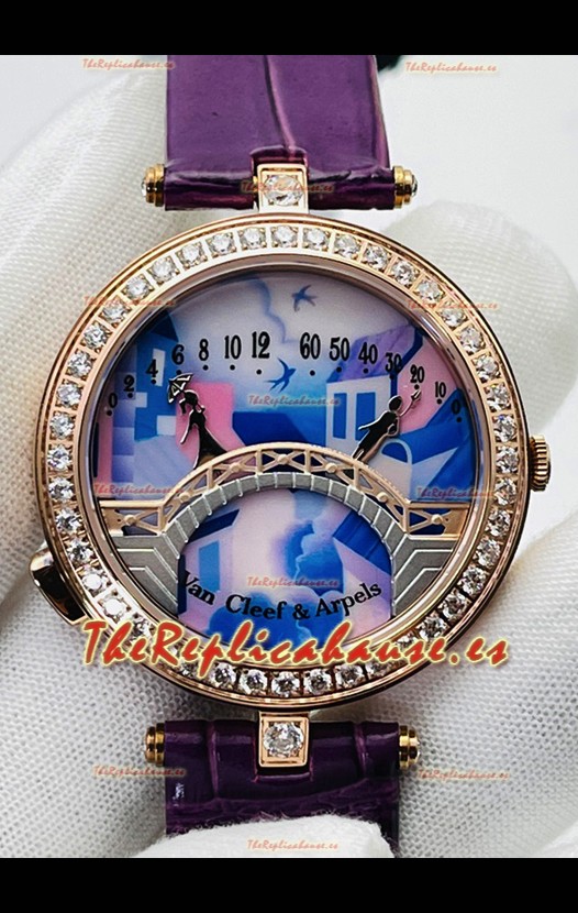Van Cleef & Arpels Lady Arpels Pont des Amoureux en Oro Rosado Correa Morada
