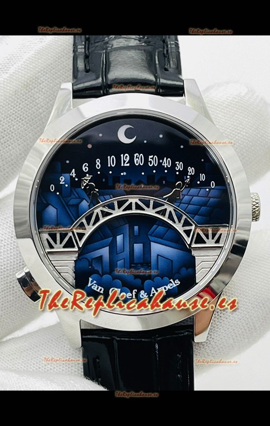 Van Cleef & Arpels Lady Arpels Pont des Amoureux en Acero Inoxidable Correa Negra