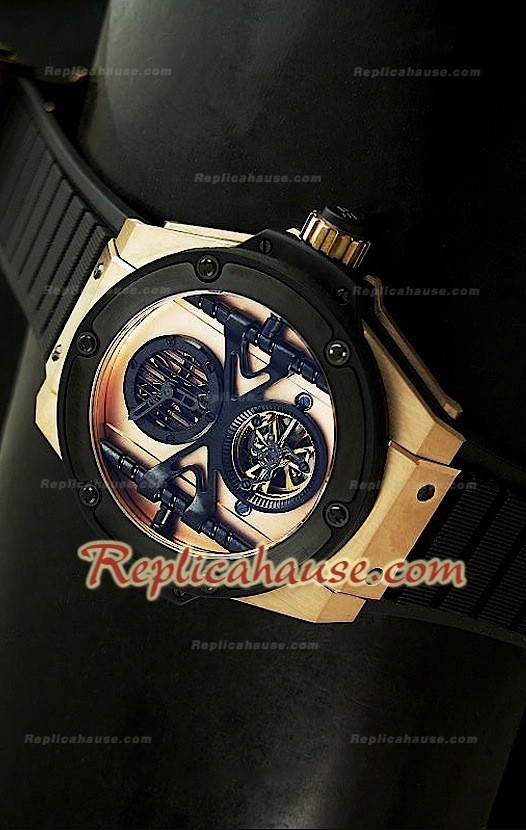 Hublot Big Bang Keng Power Tourbilon Reproducción Japonesa del Reloj en Oro Rosa
