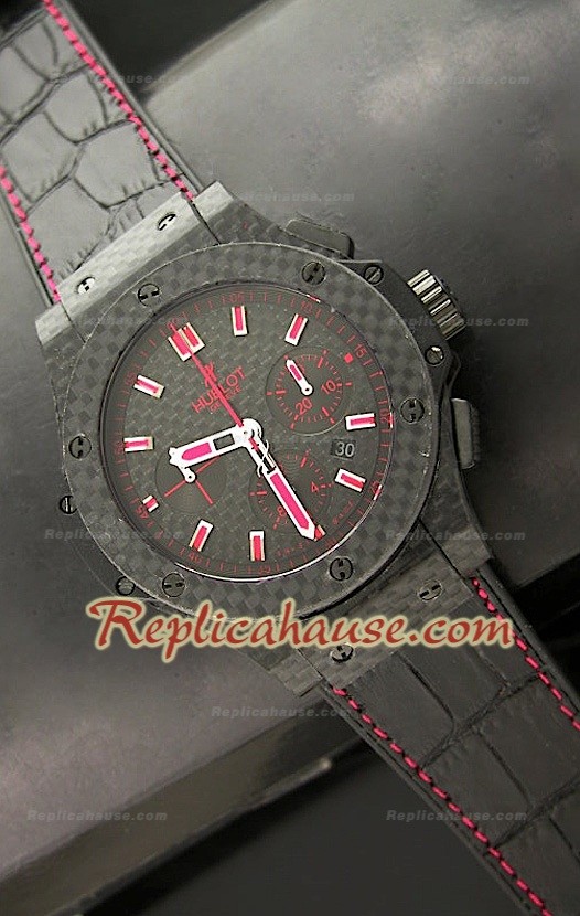 Hublot Big Bang Reproducción Reloj Suizo Todo Carbón en Rojo