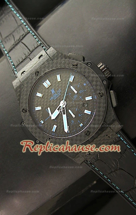 Hublot Big Bang Reproducción Reloj Suizo Todo Carbón en Azul