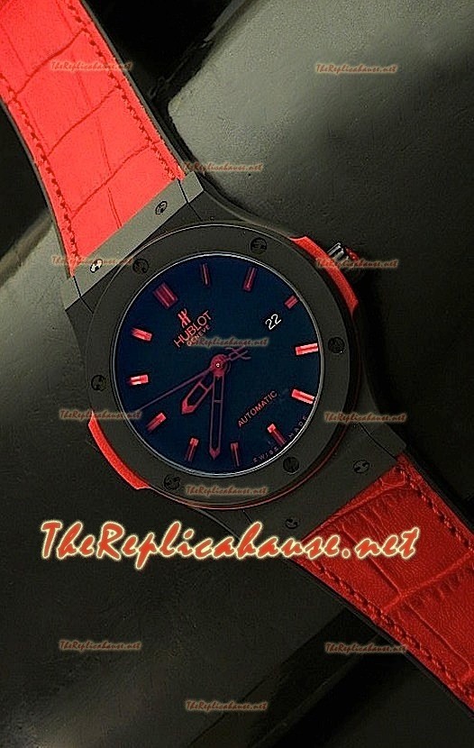 Hublot Big Bang Reloj Suizo en Carcasa de PVD - Correa Roja de 44.5MM