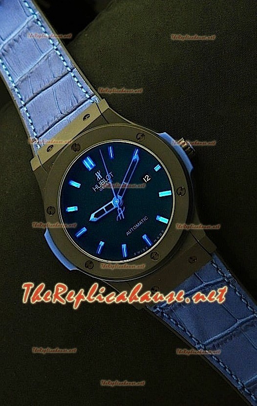 Hublot Big Bang Reloj Suizo en Carcasa de PVD - Correa Azul de 44.5MM