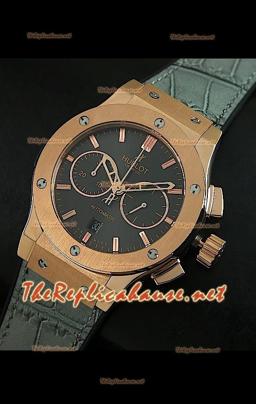 Hublot Classic Fusion Swiss Watch, esfera gros, estuche en oro rosado