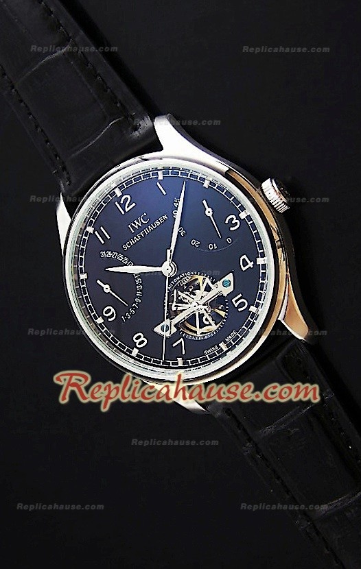 IWC Tourbilon Reproducción Japonesa del Reloj con Esfera de color Negro