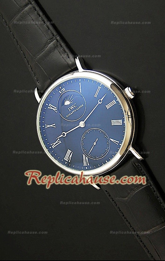 IWC Portofeno Reloj Japonés Fase Lunar con Esfera de color Negro