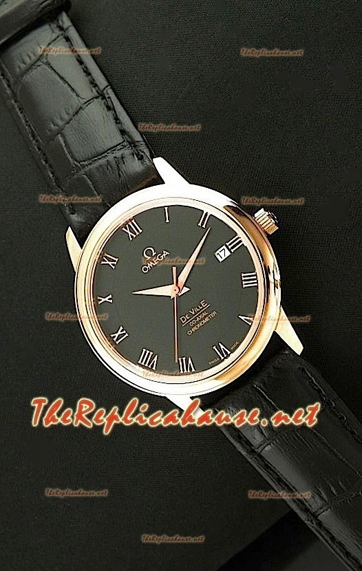 Omega Deville Reloj Japonés en Oro Rosa - Esfera de color Negro