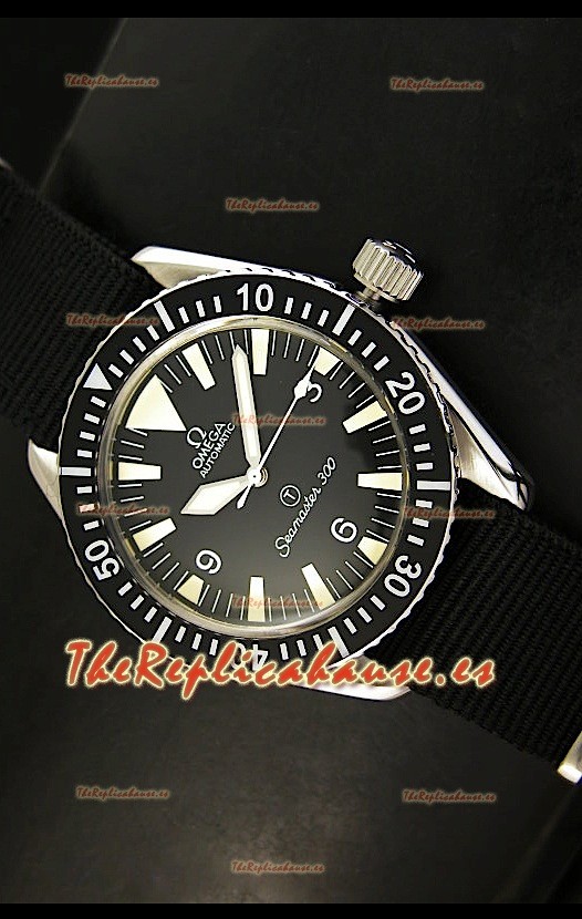 Omega Seamaster 300 R - Esfera negra marina Suizo con Malla Marina