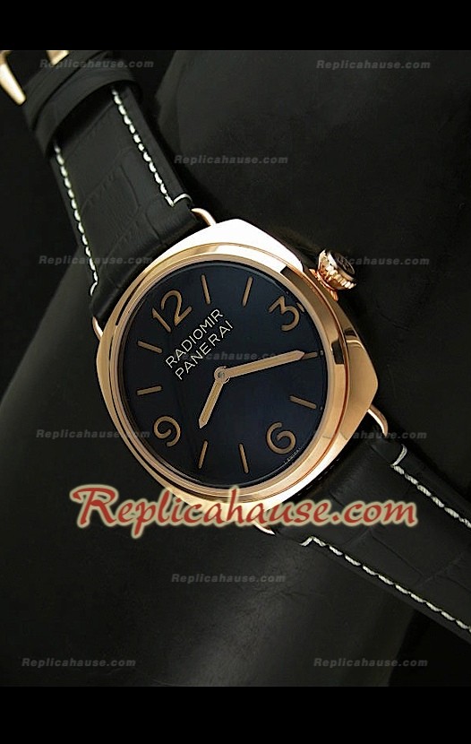Panerai Radiomir Reloj Suizo de Oro Rosa y con Esfera de color Negro