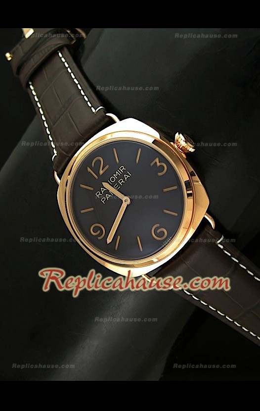 Panerai Radiomir Reloj Suizo de Oro Rosa y Esfera Marrón 