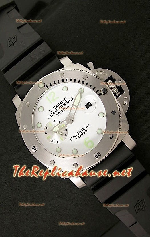 Panerai Lumenor Reloj Japonés Sumergible 1000M con Esfera Blanca