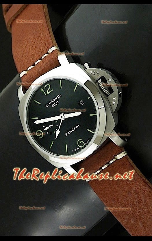 Panerai Lumenor GMT PAM329 Reloj Japonés en Correa Marrón