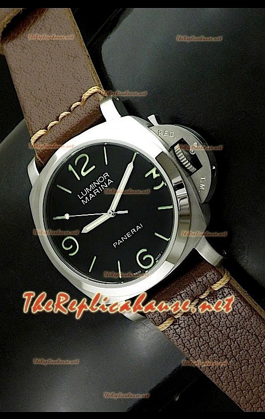 Panerai Lumenor Marena 44MM Reloj con Correa de Piel Ancha