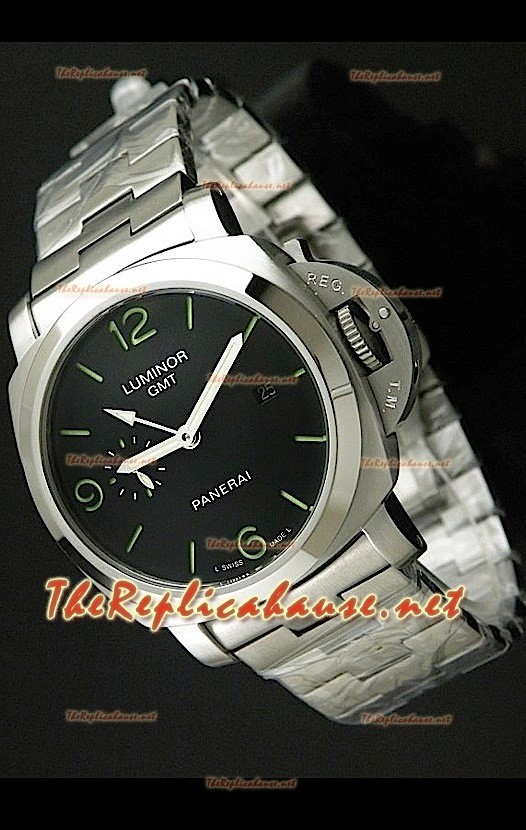 Panerai Lumenor GMT PAM329 Reloj Japonés con Correa de Acero