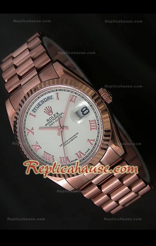 Rolex DayDate Reproducción Reloj Suizo en Oro Rosa 