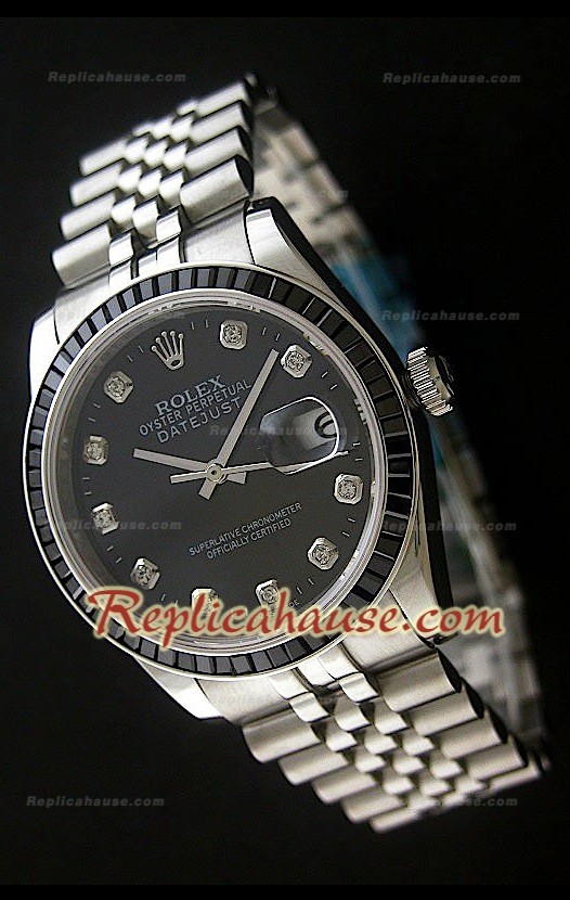 Rolex Datejust Reproducción Reloj Suizo con Esfera de color Negro