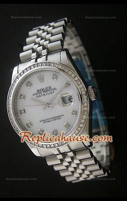 Rolex Datejust Reproducción Reloj Suizo con Esfera Blanca
