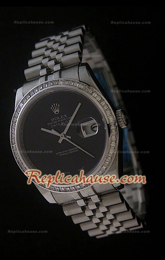 Rolex Datejust Reproducción Reloj Suizo con Esfera de color Negro