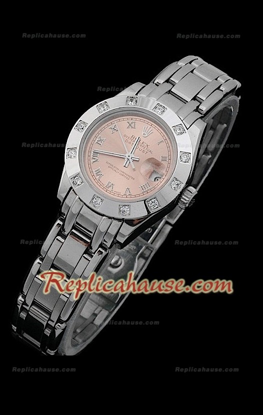 Rolex Datejust Reproducción Reloj Suizo para Señoras en Esfera Champagne