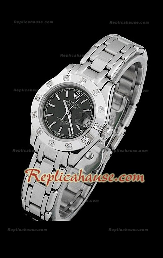 Rolex Datejust Reproducción Reloj Suizo para Señoras con Esfera de color Negro