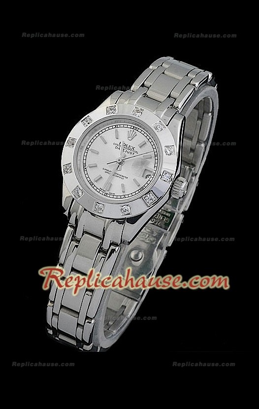 Rolex Datejust Reproducción Reloj Suizo para Señoras con Esfera Metálica