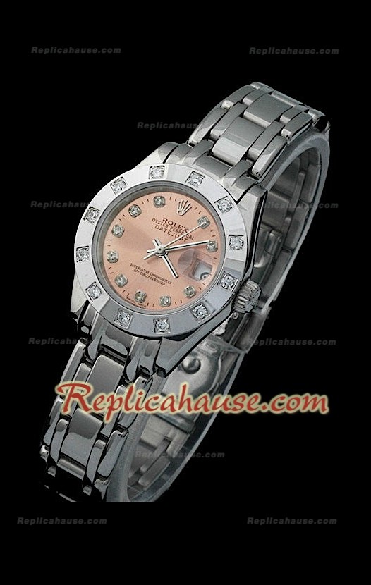Rolex Datejust Reproducción Reloj Suizo para Señoras con Esfera Champagne