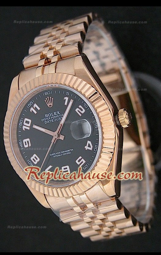 Rolex Datejust Réplica Reloj Japonés en Oro Rosa