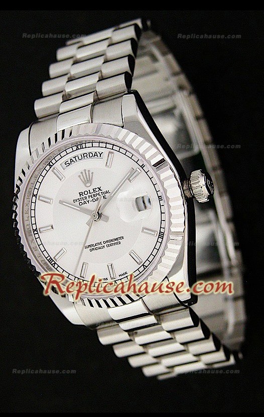 Rolex Daydate Relos Suizo en Acero Inoxidable y Esfera Metálica