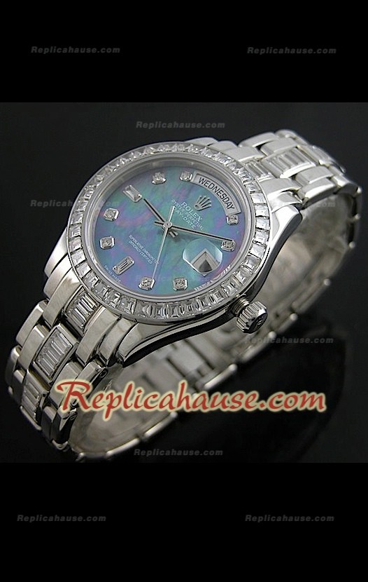 Rolex Daydate Reproducción Reloj Suizo con Esfera Perla Multicolor