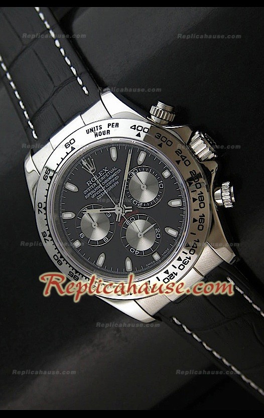 Rolex Daytona Reloj Suizo con Esfera de color Negro y Sub-Esferas Plata