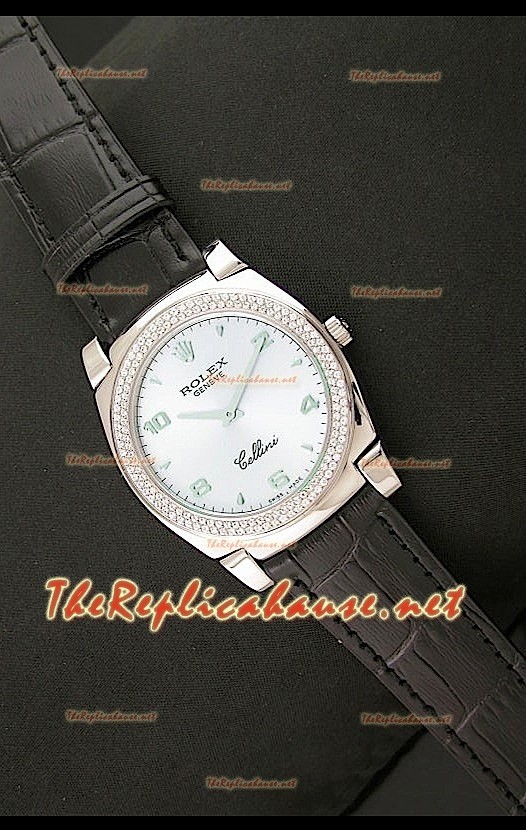 Rolex Celleni Reproducción Japonesa de Cuarzo Esfera Lila con Diamantes en Bisel