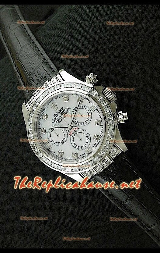 Rolex Daytona Reloj Cosmógrafo con Movimiento Suizo7750 y Correa de Piel Negra